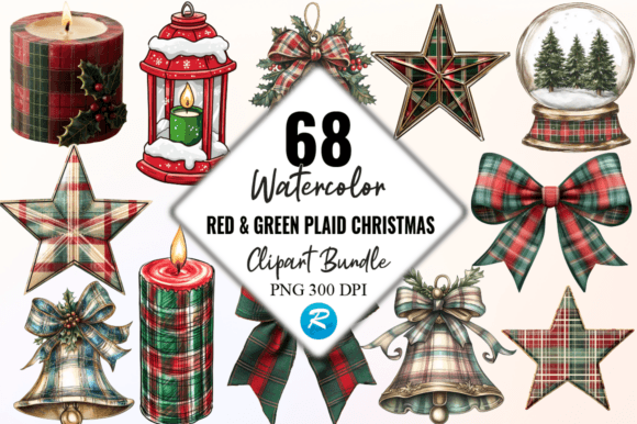 Download Red &amp; Green Plaid Christmas Clipart PNG - Green Collection