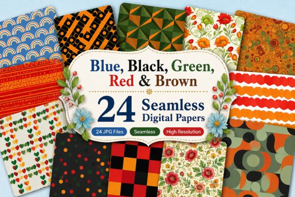 Download Blue, Black, Green, Red &amp; Brown Patterns - Green Collection
