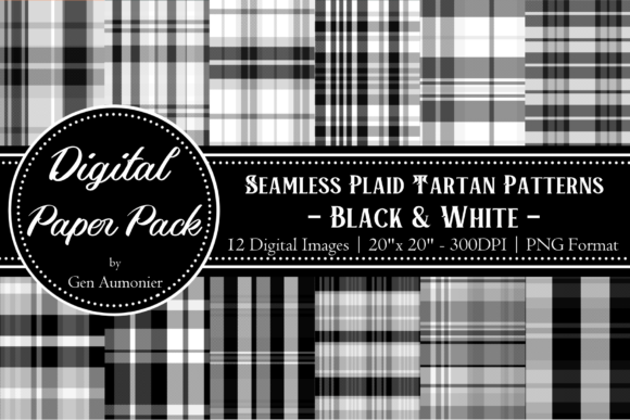 Download Black &amp; White Plaid Seamless Pattern Set - Premium Bundle