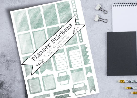 Download Planner Stickers - D.Green Scribble Text - Green Collection