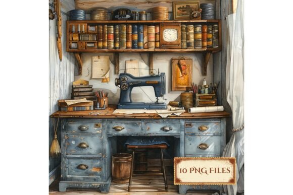 Download Vintage Sewing Room Scrapbook Background - Scrapbook background Collection