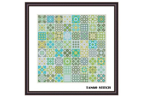 Download Green Granny Squares Cross Stitch Design - Green Collection